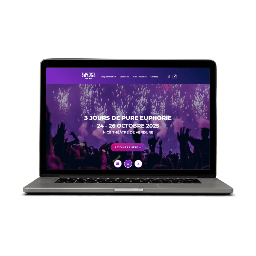 réalisation euphoria festival projet 360 mockup page d'accueil