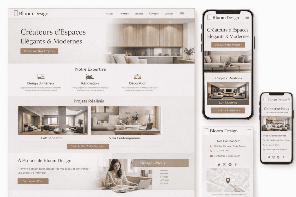 page d'accueil bloom design